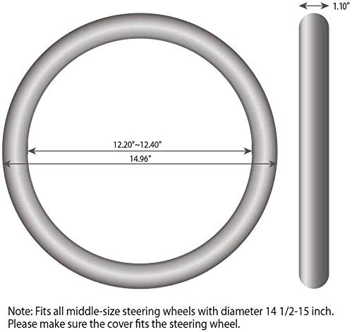 Elantrip Steering Wheel Cover Leather 14 1/2 to 15 inch Universal Padded Soft Grip Breathable for Car Truck SUV Jeep Anti Slip Blue and Black