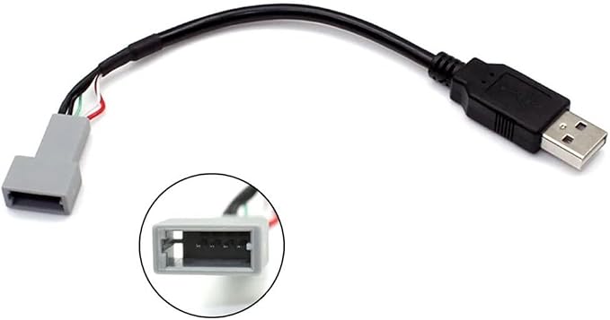 USB 2.0 To 4 Pin Audio Interface Cable For Hyundai For Kia For Vehicles, Black ABS Adapter For Android Multimedia Connectivity, 20 Cm(USB)