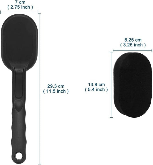 JSCARLIFE Tire Shine Applicator Brush, Detailing Tire Dressing Applicator Sponge Brush for Tire Shine, Multipurpose Curved Tire Detail Sponge with Handle