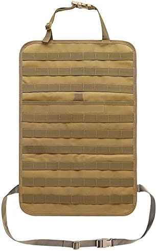 Molle Tactical Seat Back Organizer Panel with Pouches, Universal Fit For Vehicle Car, Khaki