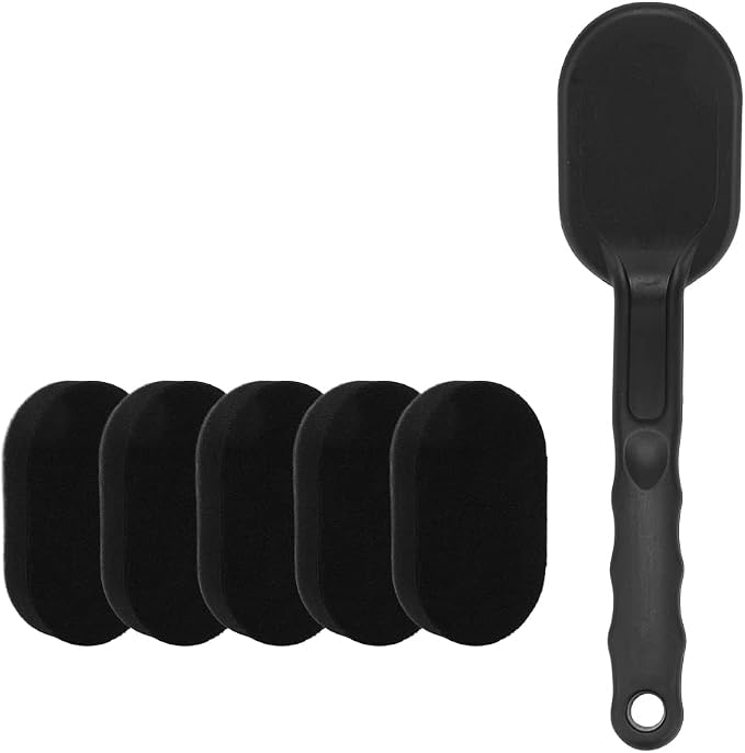 JSCARLIFE Tire Shine Applicator Brush, Detailing Tire Dressing Applicator Sponge Brush for Tire Shine, Multipurpose Curved Tire Detail Sponge with Handle