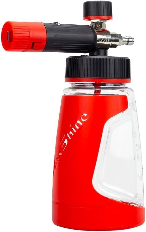 Maxshine Foam Cannon V2 | 1L Bottle with 1/4” Quick Disconnect & Brass Fittings | Adjustable Spray Pattern for Thick Clinging Foam | Professional Car Wash Pre-Soak & Auto Detailing Tool