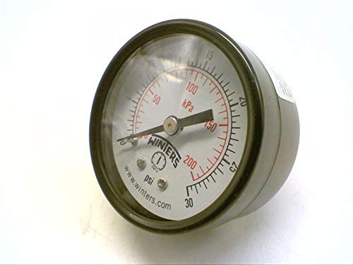 Winters 2 inch Dial Size, Multi Function Application Economy Utility Dry Pressure Gauge, Brass Internals, Steel Case, Dual Scale 0-30 psi/kPa, 3-2-3% Accuracy, 1/4 inch NPT Back Mount, Pressure Gauge