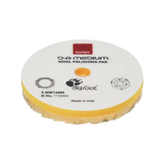 9.NW160M Yellow Wool Polishing Pad, Precision Pro Medium - Ø 160mm Single Pad