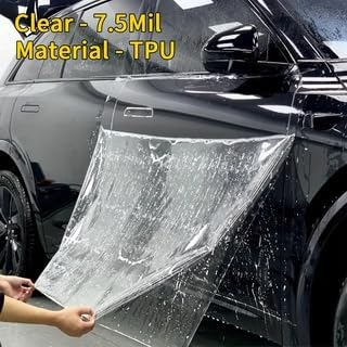TPU Paint Protection Film PPF, Self-Healing Car Clear Bra with UV Resistance, 7.5MIL,Anti-Corrosion & Hydrophobic Coating, Anti-Oxidation, Gloss Enhancement. (59.8inchX472.4inch)