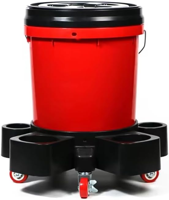 Bucket Dolly 5 Gallon Car Wash Professional Detailing Bucket Dolly with Heavy Duty Wheel Casters, Black (Style A)