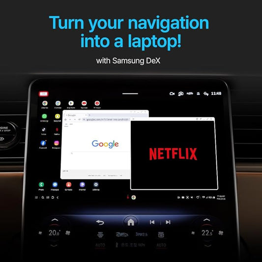 AutoPro X Android Auto Wireless Adapter Samsung DeX Box - Wireless Android Auto Adapter YouTube, ESPN, Netflix in Car Streaming Device - Use Every Google Play Store App from Your Galaxy Phone