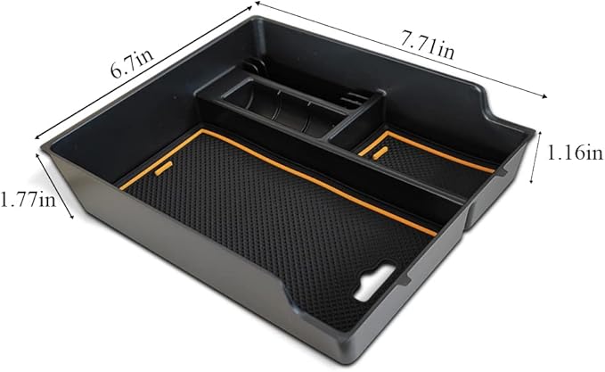 BestEvMod for Rivian R1T & R1S Accessories Center Console Organizer Tray Armrest Storage Box ABS Material with PVC Trim Compatible with Rivian R1T/R1S 2022 2023 2024 2025 2026 Accessories(V2 Yellow)