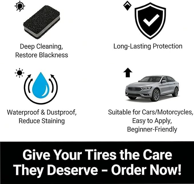Tyre Nourish Cream for Tires,Tire Nourish Cream,Tire Wax Black,Restores Black Gloss,Shine,for Car Tires(2Pcs)