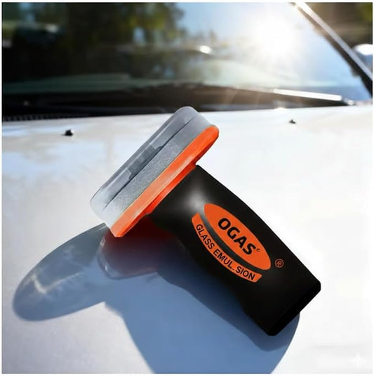 Handheld Car Glass Oil Film Remover with Emulsion Cleaner, Automotive Glass Cleaning Board, Universal Window Cleaning Brush for Windshield, 100g