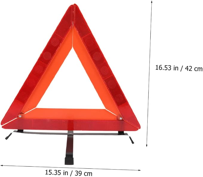 ULTECHNOVO Car Essentials Road Safety Warning Sign Reflective Triangle Sturdy Plastic Quick Use Folding Roadside Triangle