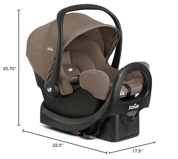 Joie Baby, Rue Lightweight Infant Car Seat & Anti-Rebound Base, Side-Impact Protection, 5-Point Harness, and UPF 50+ Canopy for Newborns and Infants (Mocha)