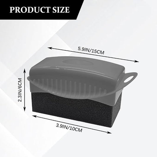 Tire Dressing Applicator, Tire Shine Applicator, Wheel Waxing Wipe Polishing Sponge with Lid, Car Accessories Reusable Wheel Detailing Foam Fit for Vehicle Waxing Polishing Cleaning (Gray)