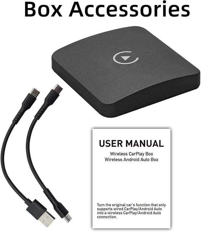 with Wireless Carplay Box, Wireless Android Auto Converter Box Bluetooth 5.0 with Wireless Carplay Adapter for Automobile Player Black, WIfi 2.4GHz