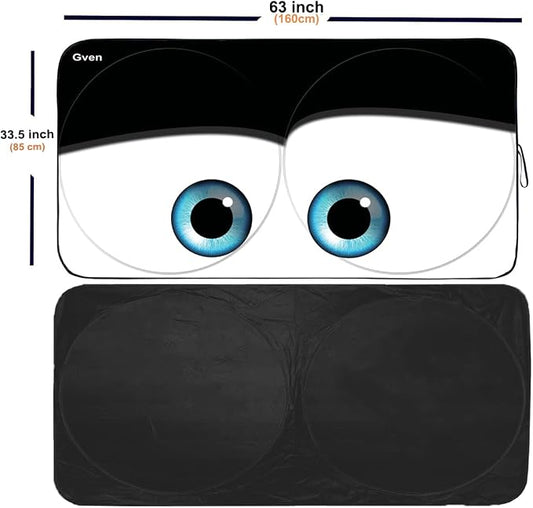 GVEN Windshield Sun Shades Car Sun Shade Protector Blocks UV Rays for Full-Size Sedan & SUV, Mid-Size SUV, Sports Cars, Wagon and Mid-Size Pickup Truck Car Accessories (Black, L)