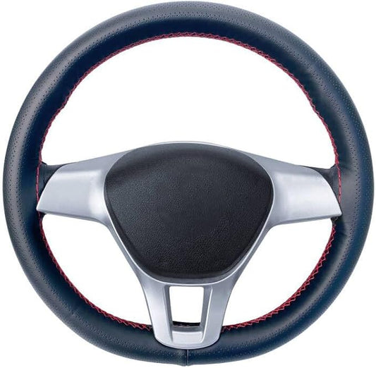 Carodi Leather Steering Wheel Cover, Breathable Non-Slip Design, Soft and Comfortable Feeling, Universal 15 Inch Auto Car Steering Wheel Stitch on Wrap(Size M, Black with red line)