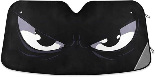 Evil White Eyes Windshield Sun Shade for Car Auto SUV Truck Foldable Front Window Sunshade Sun Visor Protector Block UV Rays Reflect Heat, 55" x 28"