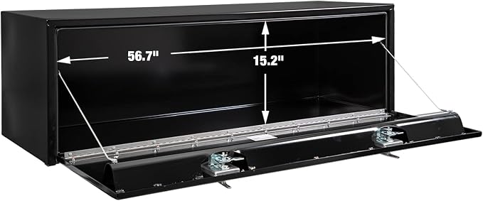 Buyers Products 1702315 Black Steel Underbody Truck Tool Box – 18 x 18 x 60 Inch - Truck Bed & Underbelly RV Storage Box, Locking T-Latch, Weather-Resistant, Heavy-Duty Flatbed Job Box, Made in USA