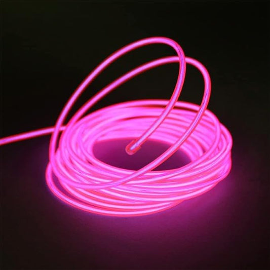 El Wire Lights for Car Interior, Pink Neon 16FT/5M LED Strip Light, USB 5V for Garden Party Decoration