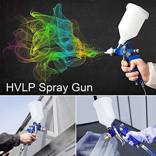 2-Sprayer HVLP Air Gravity Spray paint Gun,1.0mm 150ml & 1.4mm 600ml Auto Gravity Feed Painting with Locking Air Pressure Regulator Gauge Air Spray Nozzle Gun for Cake Decoration,Model Making