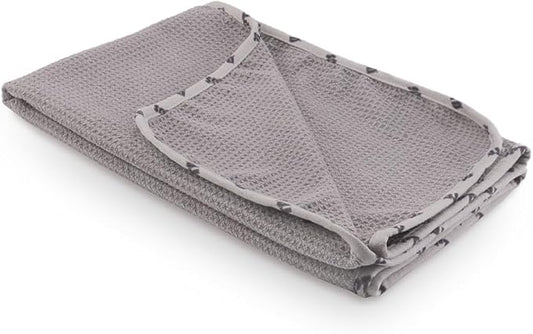 SPTA Microfiber Drying Towel, 2 PCs Car Wash Drying Towel, Waffle-Weave Highly Absorbent, Scratch Free,Big Cleaning Cloth Towel for Auto Detailing, 380GSM, 25.2 x 34.3 inch, Grey-MT033