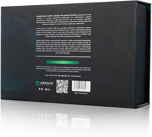 Armour Detail Supply - Pro Ceramic Coating - Highly Resistant Dual Phase Bonding Silazane Quartz Coating - Chemical & Scratch Resistant for Cars, Chrome & Plastic Trim, 5-Year Durability - 50ml