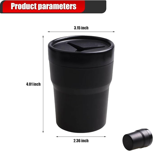2 PCS Car Multifunctional Trash Can with Lid, 250ML(0.06 Gallon) Coin Storage Bucket, Portable Mini Grocery Bag, Universal Storage Rack for Most Cars Homes (Black)
