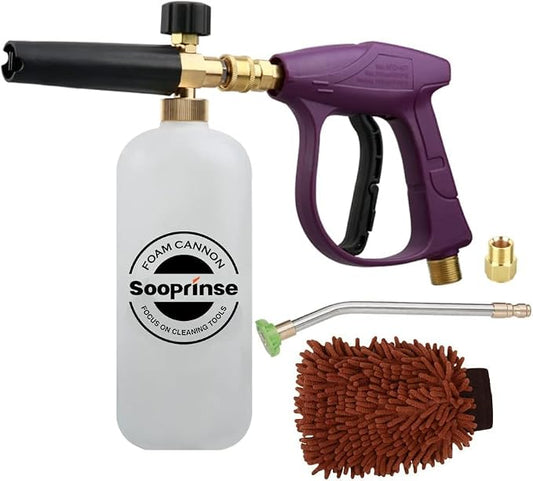 Sooprinse Foam Cannon Snow Foam Lance Nozzle Pressure Washer Jet Wash,Foam cannon lance kit with Pressure Washer Spray Gun,30 Degree Gutter Cleaner Wand with Nozzle Tip Attachment