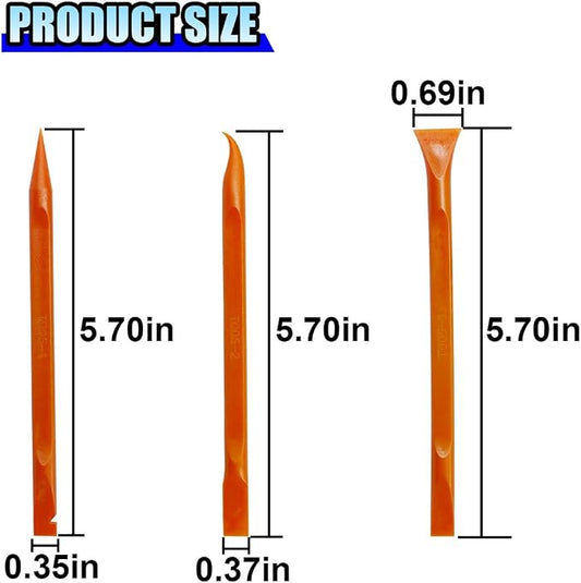 3PCS Plastic Scraper Tool - Multi-Purpose Non-Scratch Scrapers Cleaning Tool for Tight Spaces - Pen-Shaped Label Sticker Remover Scraper for Car Detailing Kitchen Crevices Gaps (Orange)