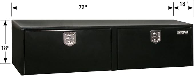 Buyers Products 1702325 Black Steel Underbody Truck Tool Box – 18 x 18 x 72 Inch - Truck Bed & Underbelly RV Storage Box, Locking T-Latch, Weather-Resistant, Heavy-Duty Flatbed Job Box, Made in USA