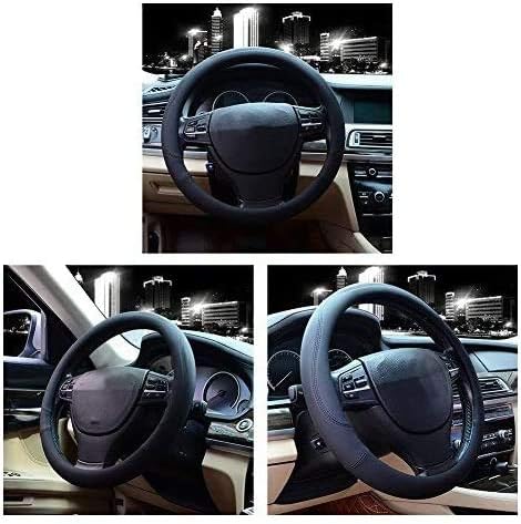 Valleycomfy Microfiber Leather Steering Wheel Cover Large-Size for F150 F250 F350 Ram 4Runner Tacoma Tundra Range Rover Model S X with 15 1/2 inches-16 inches Outer Diameter (Black)