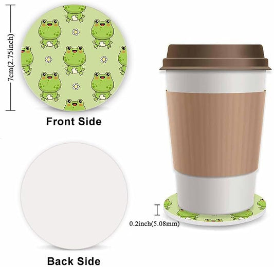 Cute Frog Steering Wheel Cover for Women,Universal Auto Steering Wheel 14-15 Inch Car Interior Accessories with 2PCS Car Coasters,Suitable for Men and Women