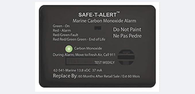 MTI Industries 62-541-BL-MARINE Marine Carbon Monoxide Alarm BLK Surface Mount 12 VDC Hard Wire