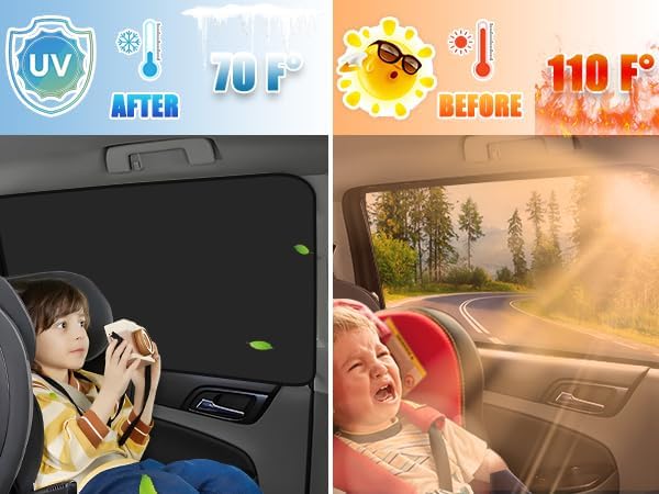 ZATOOTO Rear Side Window Sun Shade - 2 Pack Car Window Covers 99% UV Light Block Car Curtains Magnetic Side Window Sun Shade Keeps Cooler for Breastfeeding, Taking a nap, Changing Clothes, Camping
