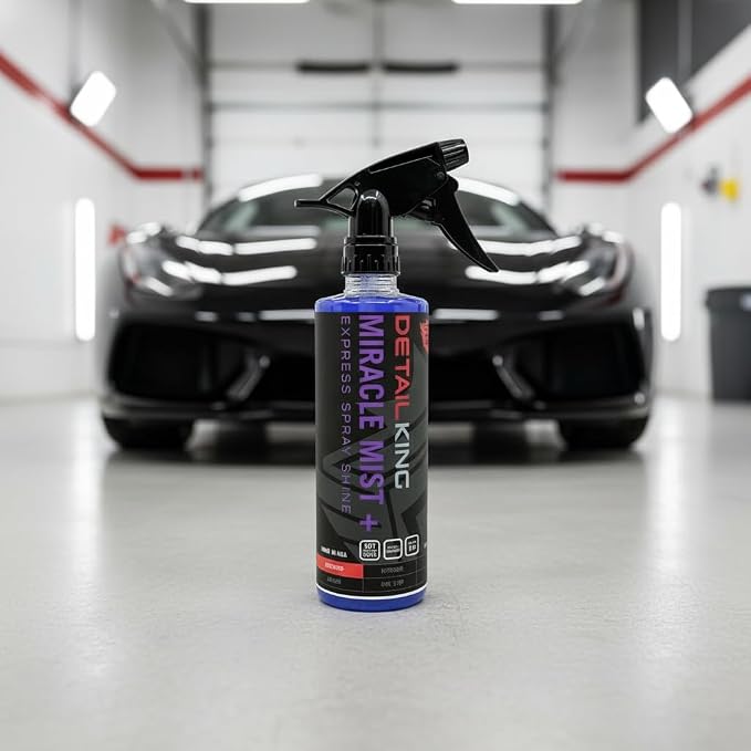 Detail King Miracle Mist+ Car Cleaning Spray Wax for Waterless Car Wash - Car Window Cleaner - Safe on all Surfaces - 16 Oz