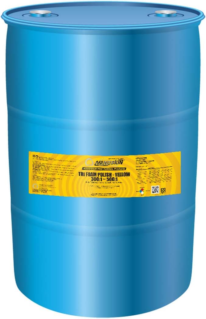 Nanoskin Tri-Foam Polish, Yellow – 55 Gallons, 300:1~500:1 Dilution, High-Foaming Conditioner & Polish for Car Wash Tunnels, Automatic Wash Systems, and Foam Cannons