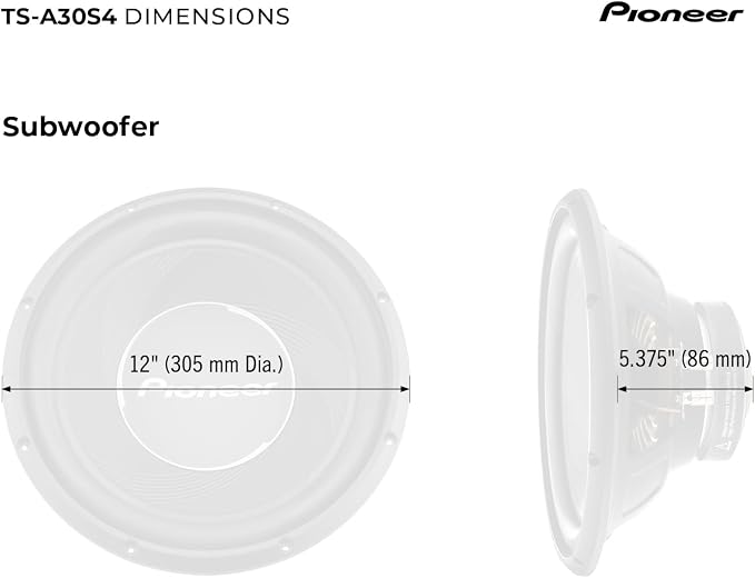 PIONEER TS-A30S4 12” Component Subwoofer, 1400 Watts Max Power