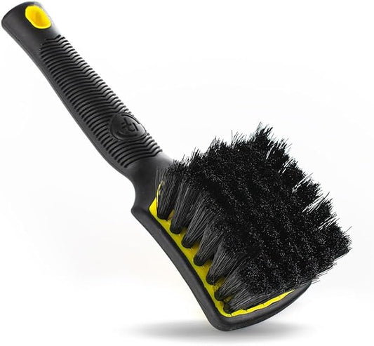 Detail Factory - ProGrip Interior Scrub Brush - Soft Bristles - Rubber Grip for Maximum Stability and Comfort - Curved Head Profile for Better Clearance - Live Wire