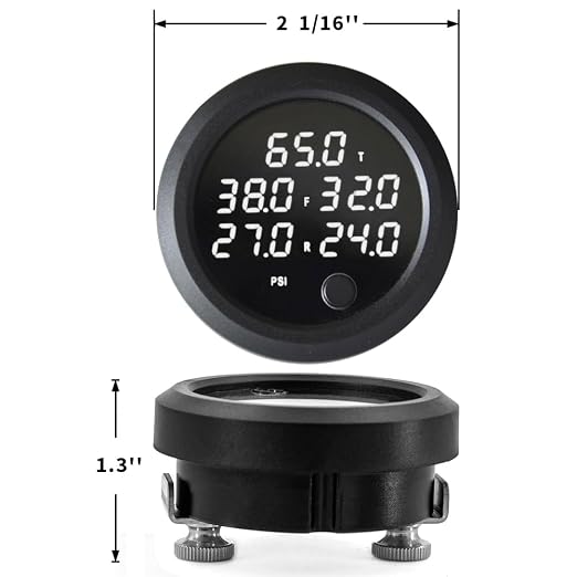 New Upgrade 12V/24V Five Pressure Air Pressure Gauge 2Inch(52mm) 0-232PSI with 5Pcs 1/8NPT Sensors and 16.5ft (5M) Sensor Cable LED White