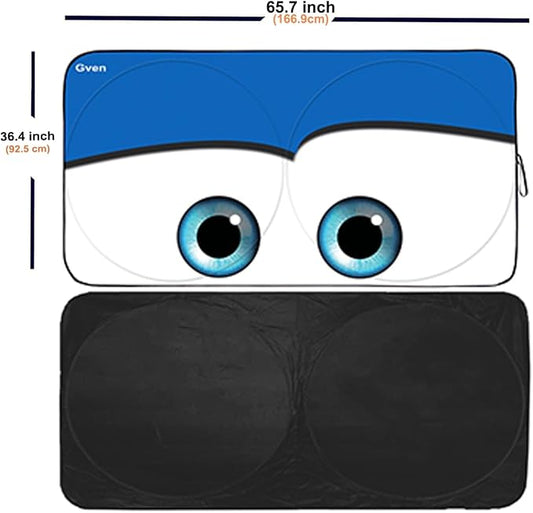 Gven Truck Windshield Sun Shade for Car Windshield Cover Interior Front Window Shades Sun Visor Protector Blocks UV Rays Must-Have Truck Accessories for Pickup, SUV, Sedan, Van, Bonneville (Blue, XL)