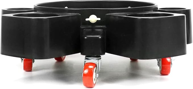 QWORK Bucket Dolly, Detailing Cart for 5 Gallon Car Wash Bucket, Rolling Bucket Dolly with 5 Rolling Swivel Casters and Compartments, for Car Washing Detailing System