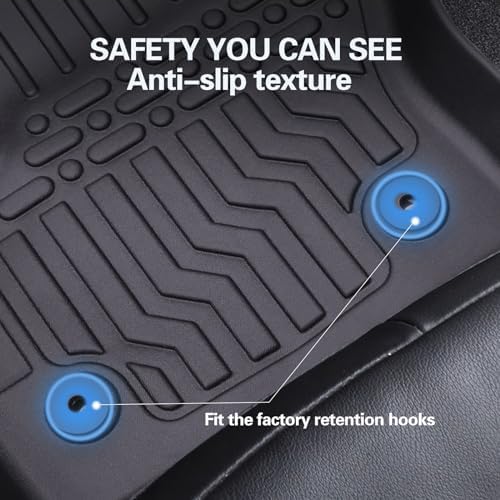 Custom Floor Mats for Hyundai Sonata 2015-2019,All-Weather TPE Rubber Floor, Odorless Anti-Slip,1st & 2nd Row, Black (Sonata 2015-2019)