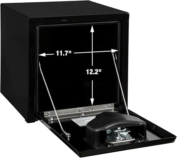 Buyers Products 1703320 Black Steel Underbody Truck Tool Box – 15 x 13 x 15 Inch - Truck Bed & Underbelly RV Storage Box, Locking T-Latch, Weather-Resistant, Heavy-Duty Flatbed Job Box, Made in USA