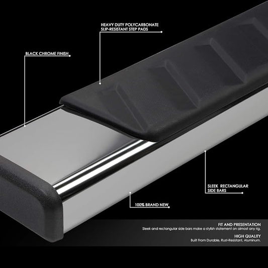 Auto Dynasty Running Boards Compatible with 2007-2019 Silverado Sierra 1500 2500HD 3500HD Crew Cab, Stainless Steel Side Step Rail Nerf Bars, 5" Step Bars, Black Powdercoated