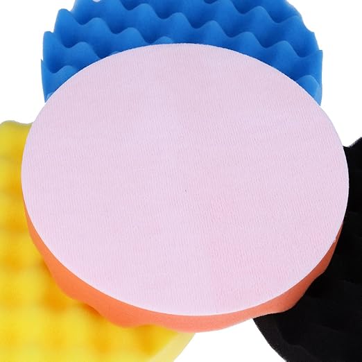 7inch(180mm) Car Sponge Buffing Pad Soft Wave Foam Pad Polishing Sponge Pads Kit for Car Polisher-4Pack