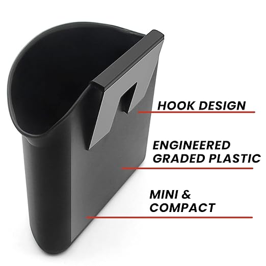 VaygWay Hanging Car Mini Trash Can - Premium Quality Portable Black Car Garbage Can for Cars, Office, Home