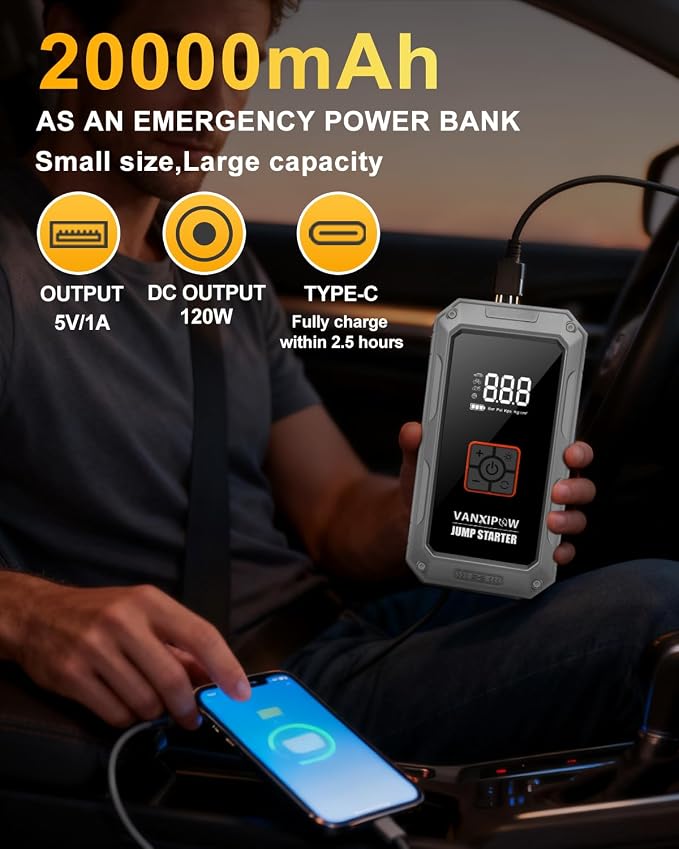 M1 Car Battery Jump Starter with Air Compressor 4500A 150PSI (9.0 L Gas/8.0L Diesel), Portable Car Jump Starter Power Pack, Battery Charger 12V Jump Box with LED Light, Large LED Display, Power Bank