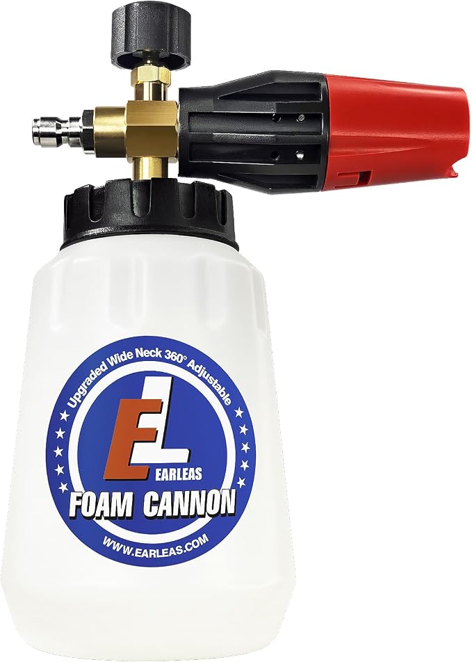 Foam Cannon for Pressure Washer, 1 Liter Bottle, 1/4 Inch Quick Connector, Professional Snow Foam Lance for Car, Glass, Wall, and Exterior Surface Cleaning