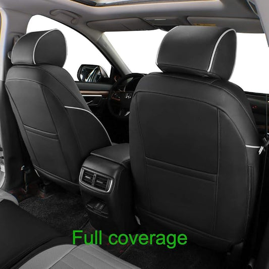 EKR CRV Seat Covers Custom Fit for Honda CRV 2017 2018 2019 2020 2021 2022,Leather Car Seat Cover Full Set for Trucks SUV,Waterproof Car Seat Cushion,Faux Leather (Black/Gray)