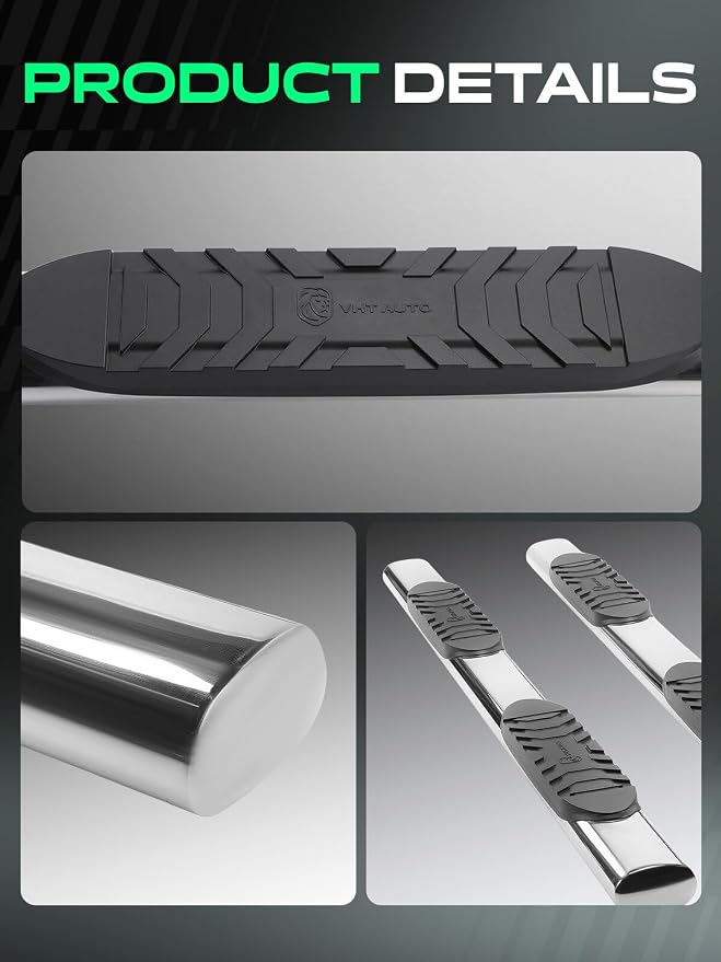 YHTAUTO 5 Inch Running Boards Side Steps Fit 2015-2026 Chevy Colorado & GMC Canyon (Crew Cab) Oval Straight Stainless Steel Polished Chrome, Truck Side Step Rails Off-Road Accessories